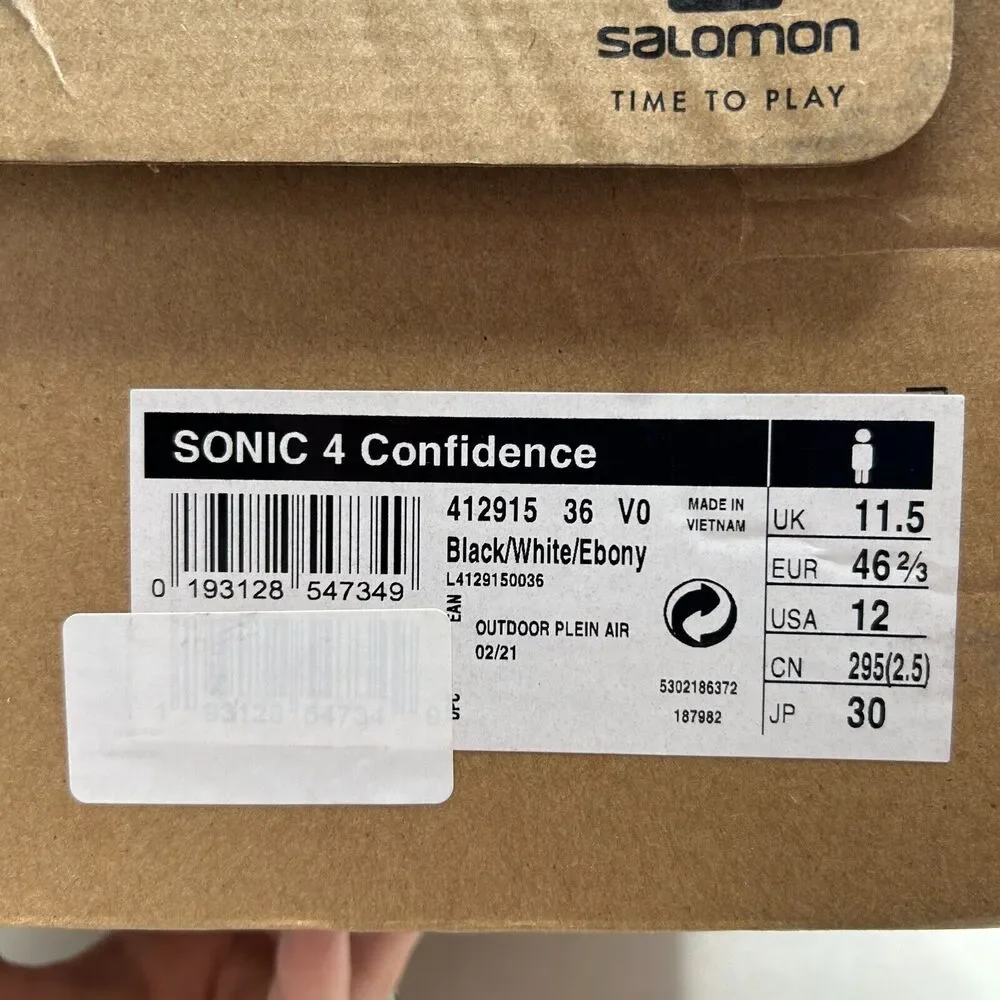 Salomon Sonic 4 Confidence Running Sneaker Black/White/Ebony Men's 12 NWB